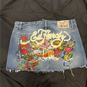 Ed Hardy denim mini skirt size Medium